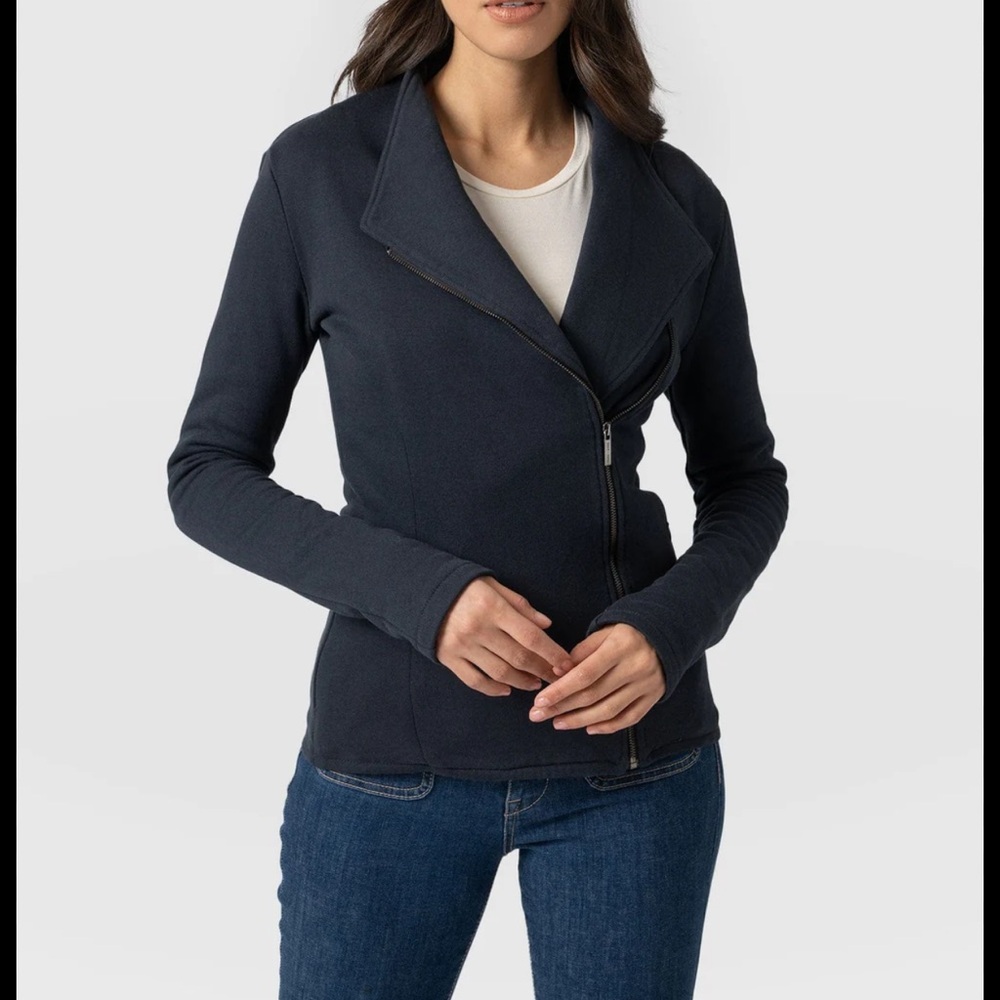 Saint + Sofia Navy Biker Jacket - image 3